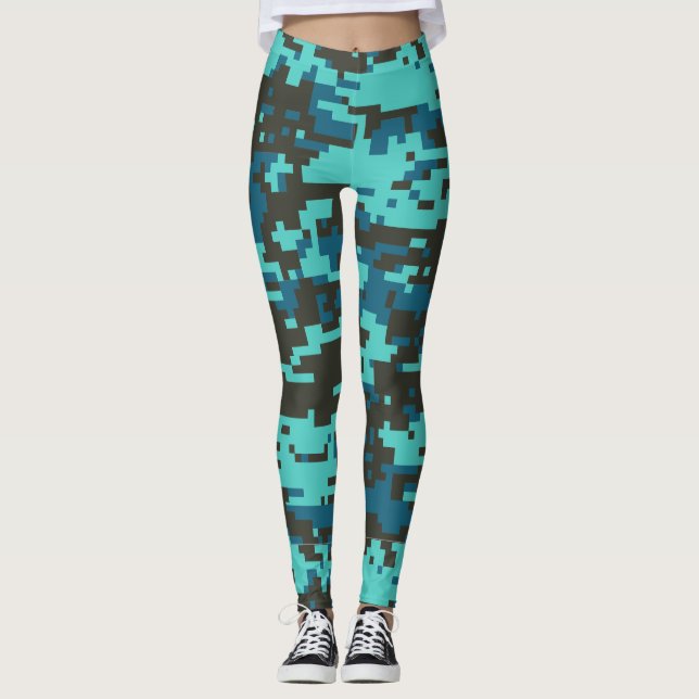 Legging Padrão de Camo Digital Blues (Frente)