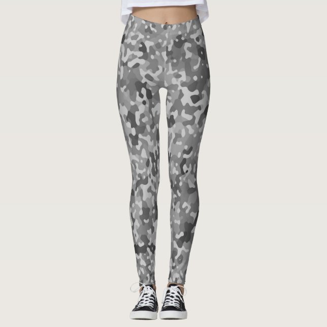Legging Padrão de Camo Preto e Branco (Frente)