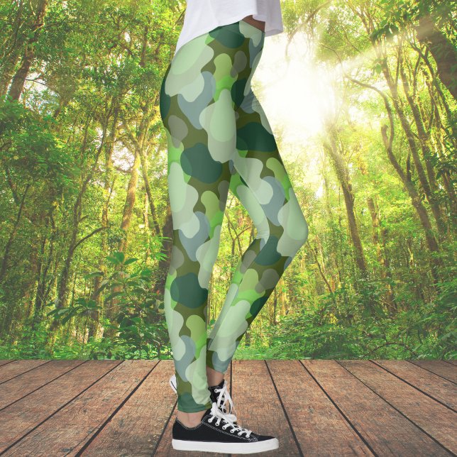 Legging Padrão de Camo Verde Florestal (Forest Green Camo Pattern Leggings)