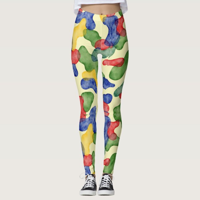 Legging Padrão de Camouflage de Cartoon Estilizado (Frente)