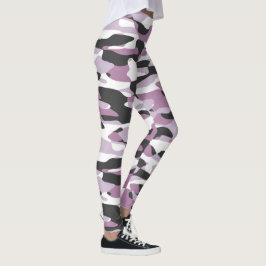 Legging Padrão de Camuflagem Branca de Cinzas Rosa Violeta