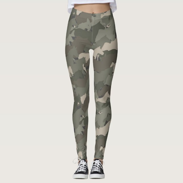 Legging Padrão de Camuflagem de Cavalos Selvagens (Frente)