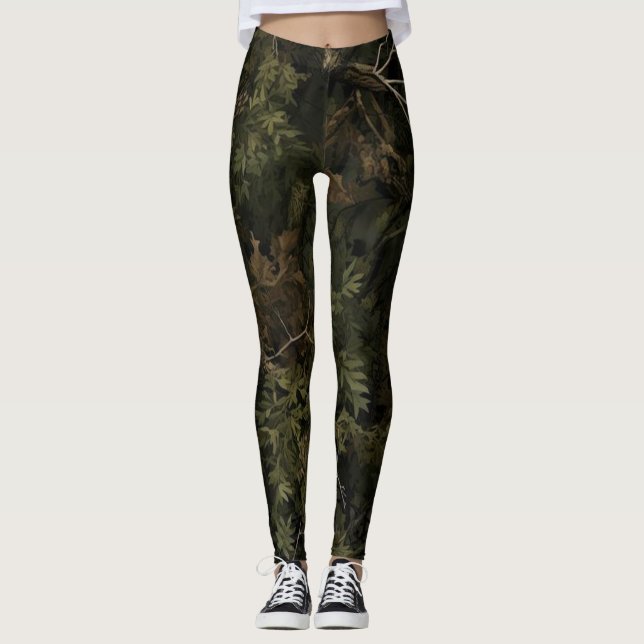 Legging Padrão de Camuflagem Florestal (Frente)