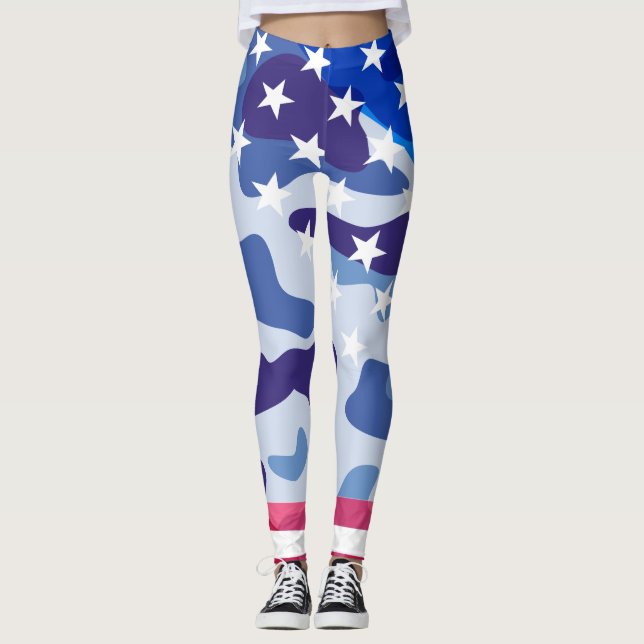 Legging Padrão de camuflagem Patriótica (Frente)