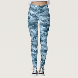 Legging Padrão de camuflagem pixelada militar azul
