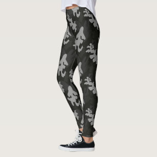 Legging Padrão de Camuflagem Preta