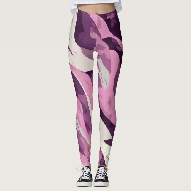Legging Padrão de camuflagem rosa (Frente)