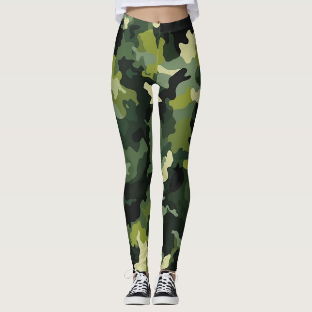 Legging Padrão de Camuflagem Verde (Frente)