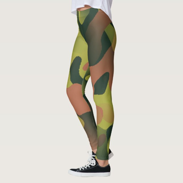 Legging Padrão de Camuflagem Verde e Marrom (Esquerda)
