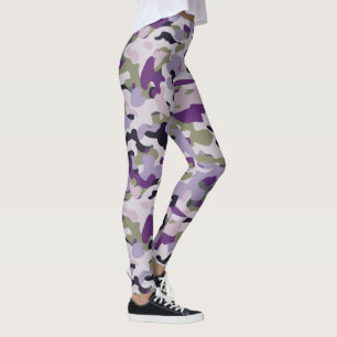 Legging Padrão de Camuflagem Verde Lavanda de Camuflagem R
