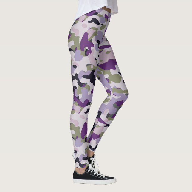 Legging Padrão de Camuflagem Verde Lavanda de Camuflagem R (Direita)