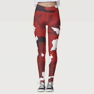 Legging Padrão de camuflagem vermelha
