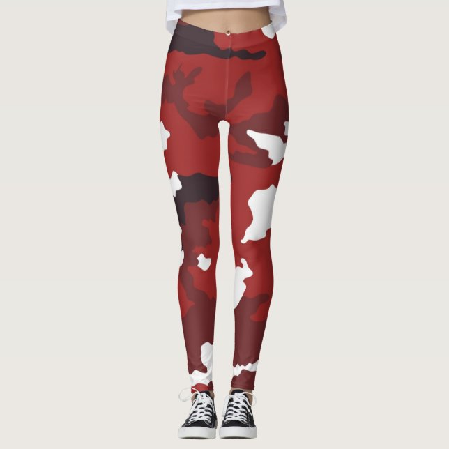 Legging Padrão de camuflagem vermelha (Frente)