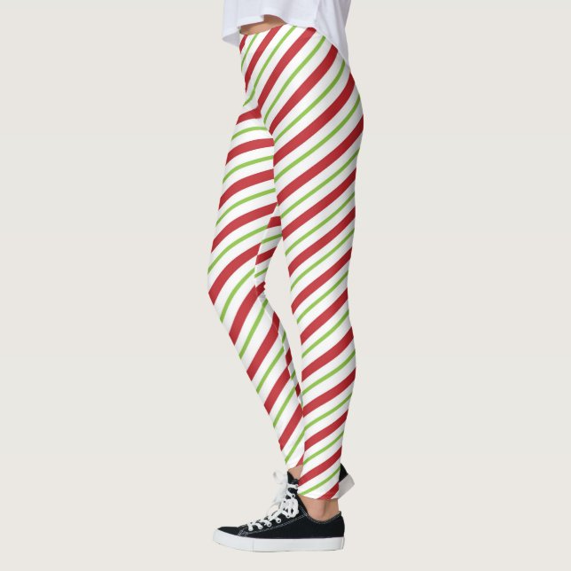 Legging Padrão de cana doce vermelho e verde (Esquerda)