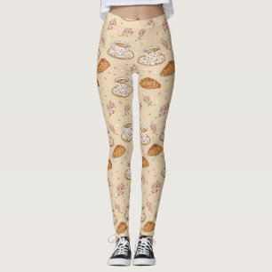 Legging Padrão de Capa de Café Flor de Cerejeira (2)