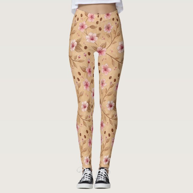 Legging Padrão de Capa de Café Flor de Cerejeira (5) (Frente)