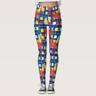 Legging Padrão de Caranguejo e Limão Costeiro