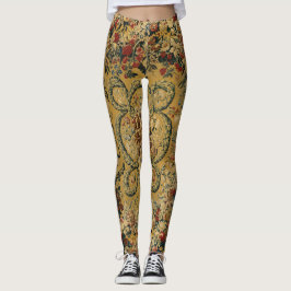 Legging Padrão De Carpete Floral Colorida Vintage