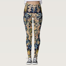 Legging Padrão De Carpete Floral Decorativo