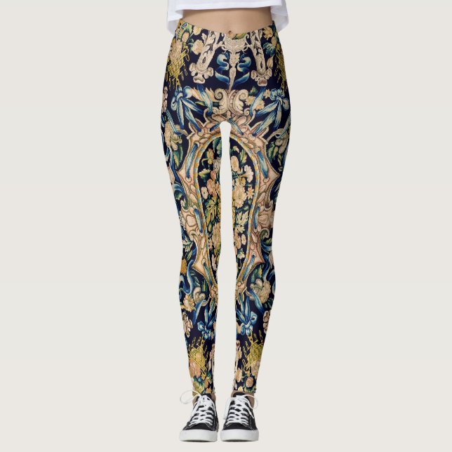 Legging Padrão De Carpete Floral Decorativo (Frente)