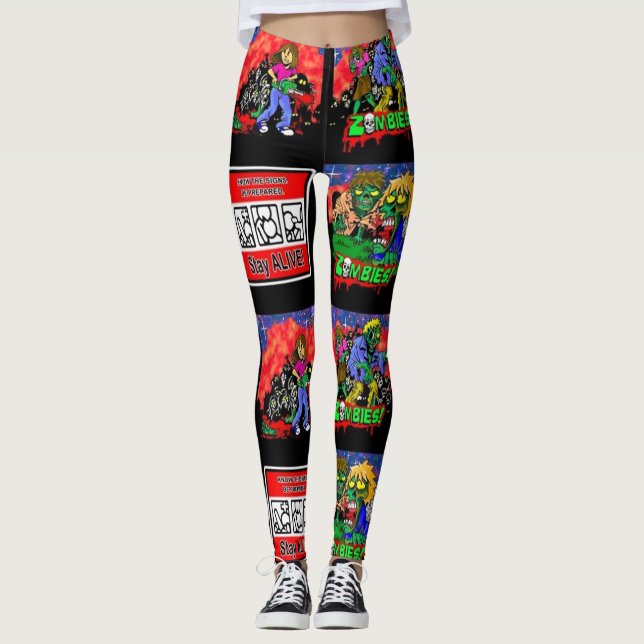 Legging Padrão de Cartoon Zombie (Frente)