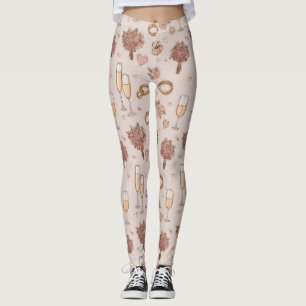 Legging Padrão de Casamento Romântico sem costura