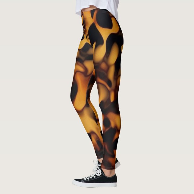 Legging Padrão de Casca de Tartaruga Marrom Âmbar (Esquerda)