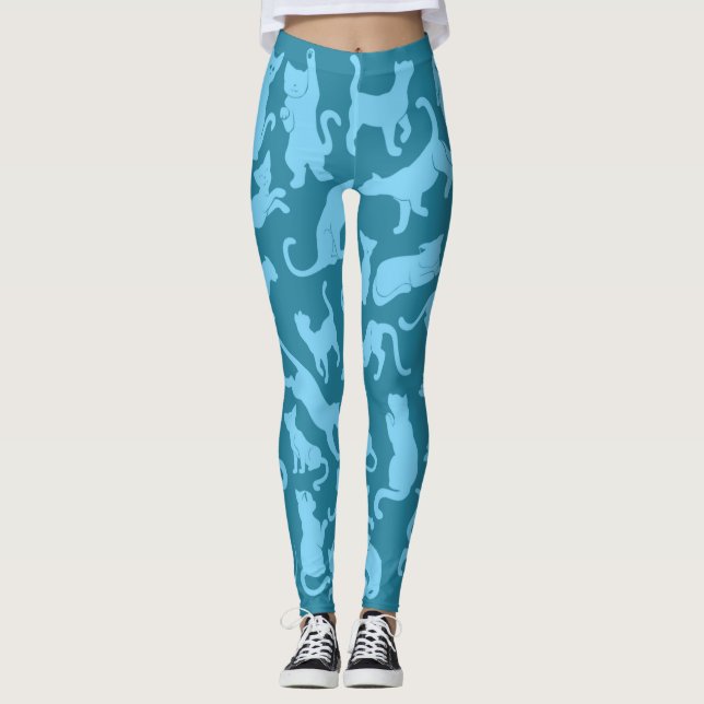 Legging Padrão de Cat Azul (Frente)