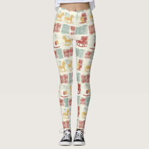 Legging Padrão de Cavalo de Balanço Distressed Vintage (4)