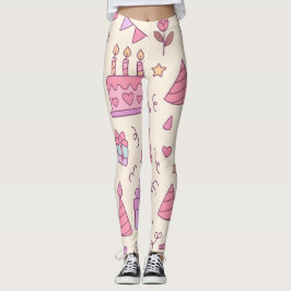 Legging Padrão de Celebração da Festa da Princesa Doce