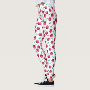 Legging Padrão de Cereja de Aquarela