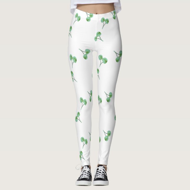 Legging Padrão de Cereja Verde (Frente)