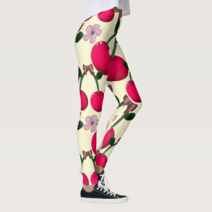 Legging Padrão de cereja vermelha fofo 