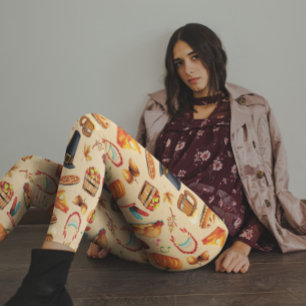Legging Padrão de Cerveja de Torta de Ação de Graças de Ou