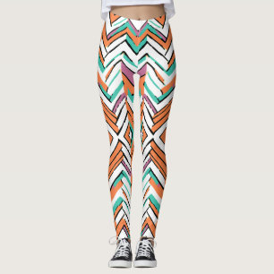 Legging Padrão de Cevão de Arenque de Cor Negrito