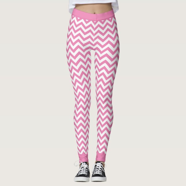 Legging Padrão De Cevon Branco E Rosa claro (Frente)