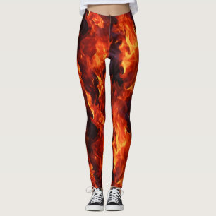 Legging Padrão de Chama de Fogo
