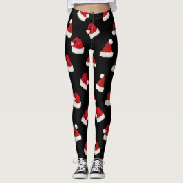 Legging Padrão de Chapéu Vermelho do Papai Noel de Natal b