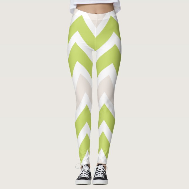 Legging Padrão de Chevron do Verde limão Gráfico (Frente)