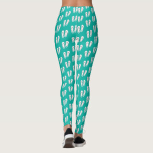 Legging Padrão de chinelos de praia azul de turquesa