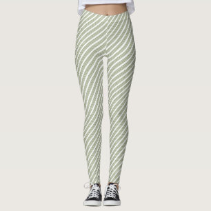Legging Padrão de cinco faixas verde-oliva e branco