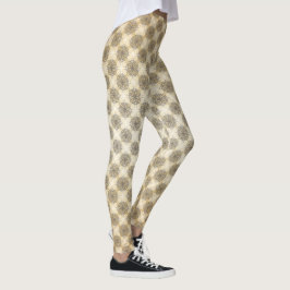 Legging Padrão de cinza, branco e amarelo de Mandella