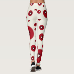 Legging Padrão de Círculo Divertido Pontos Vermelhos em Ma