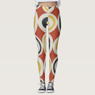 Legging Padrão de Círculos Coloridos Geométricos Sem Costu