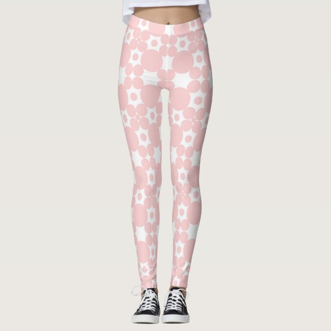 Legging Padrão de Círculos Rosa (Frente)