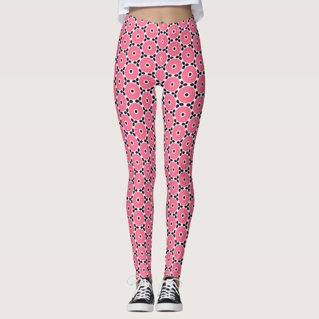 Legging Padrão de Círculos Rosa (Frente)