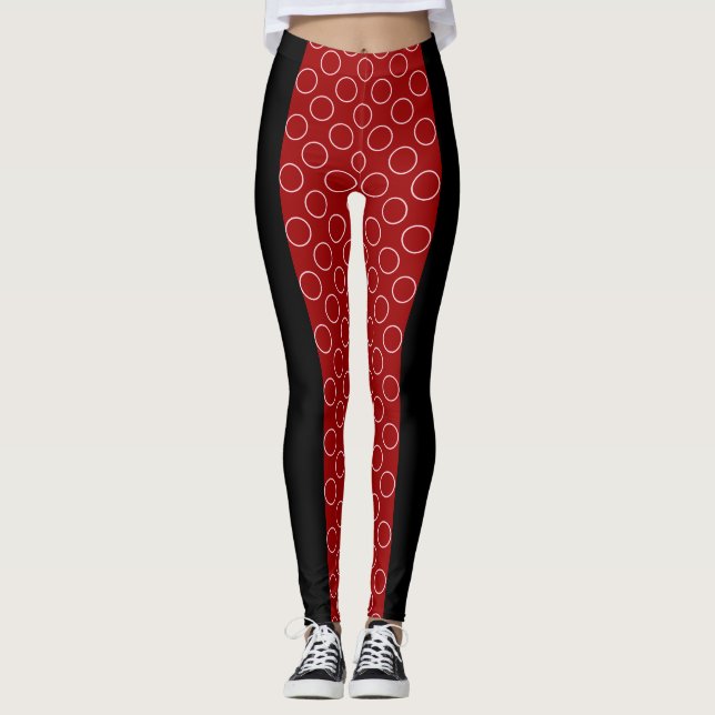 Legging Padrão de Círculos Vermelhos Socialite (Frente)