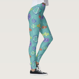 Legging padrão de clipart de peixe colorido