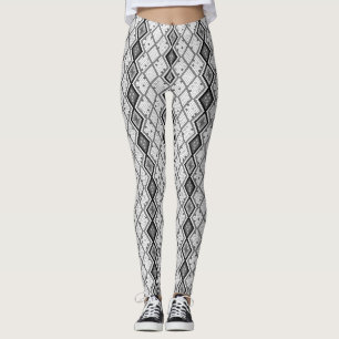 Legging Padrão de Cobra de Abstrato preto e branco