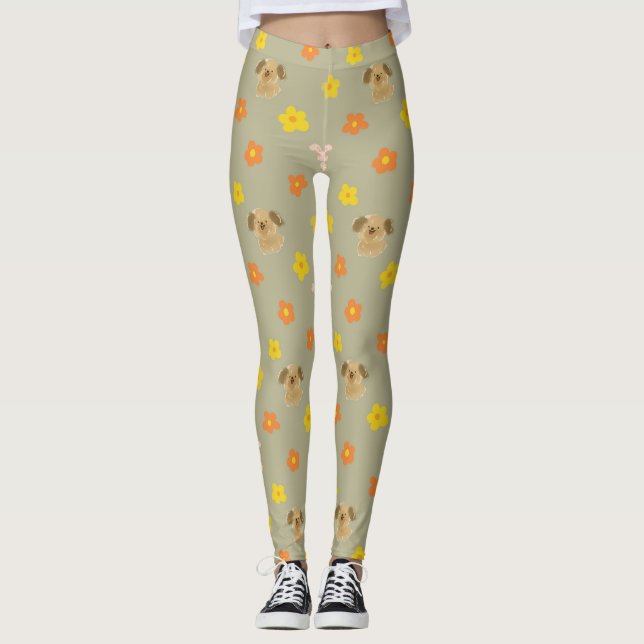 Legging Padrão de coelho e filhote (Frente)